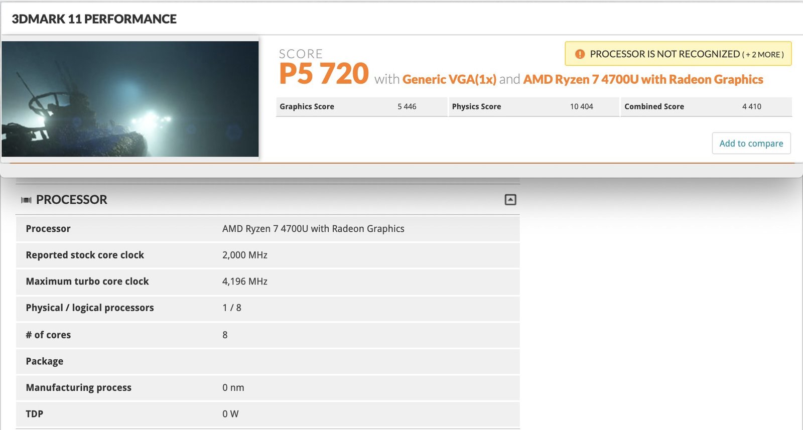 Графичното ядро на процесора AMD Ryzen 7 4700U е по-бързо от видеокартата Nvidia GeForce MX250 в 3DMark 11