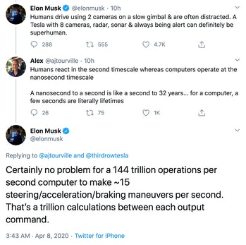 Илън Мъск: автопилотът на Tesla ще има свръхчовешки възможности