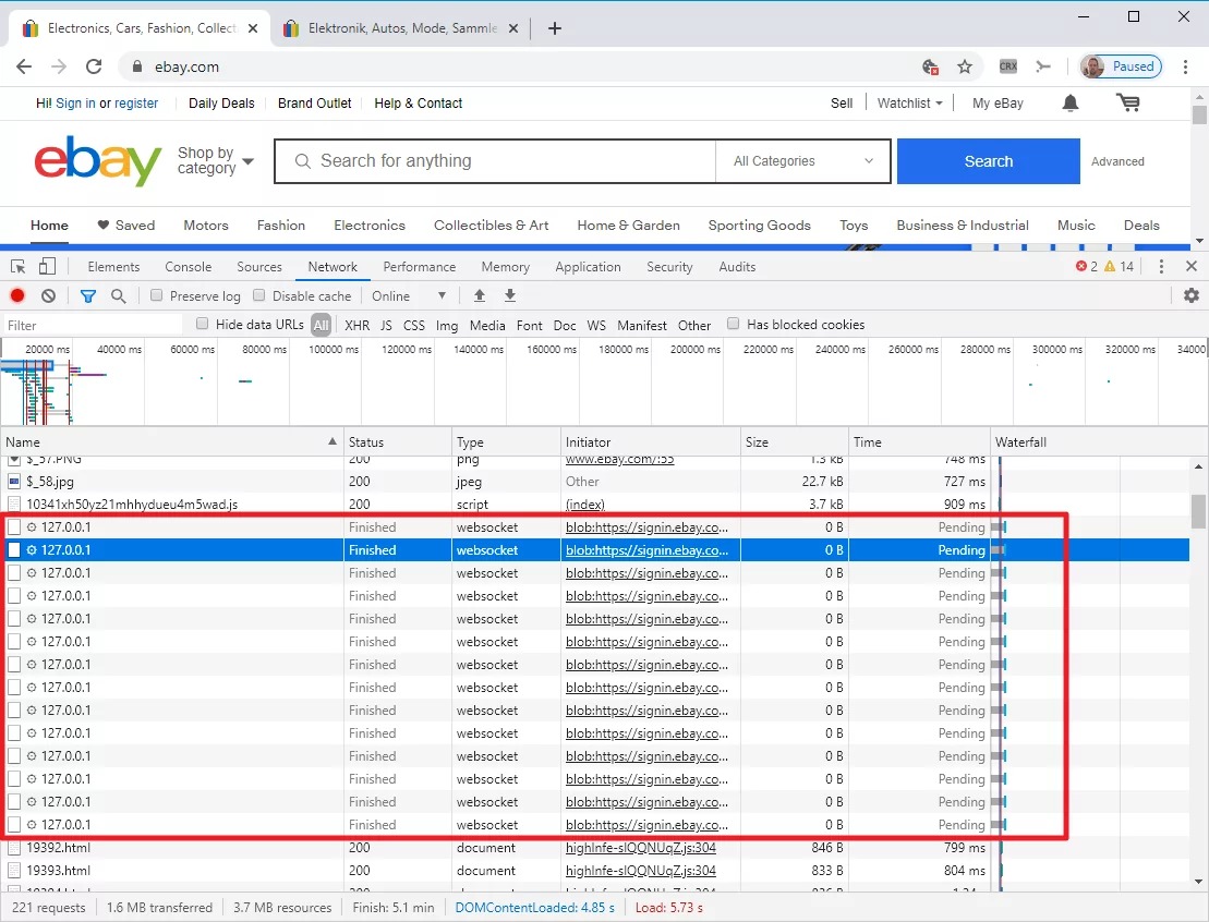 Сайтът на eBay сканира компютрите на потребителите