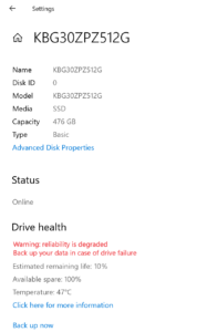 Windows 10 версия 20226 предлага мониторинг на SSD дисковете