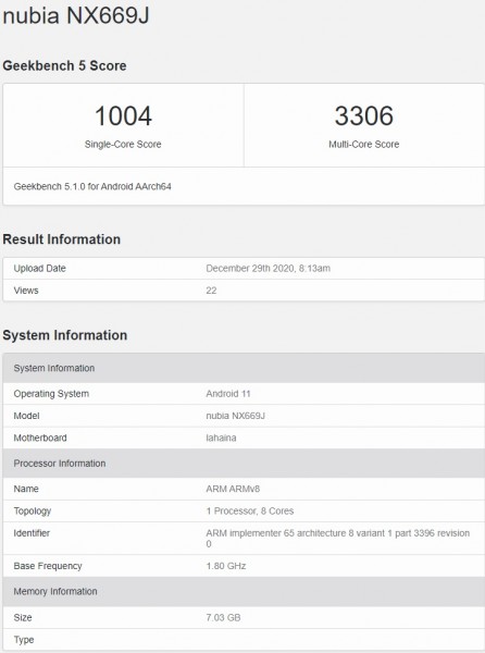 В Geekbench се появи нов флагман на Nubia със SoC Snapdragon 888