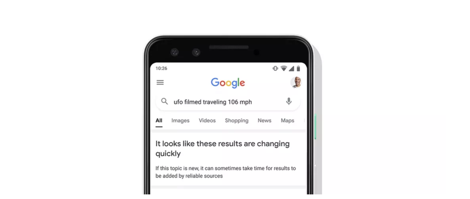 Google ще ни уведомява, когато резултатите от търсенето може да не са надеждни