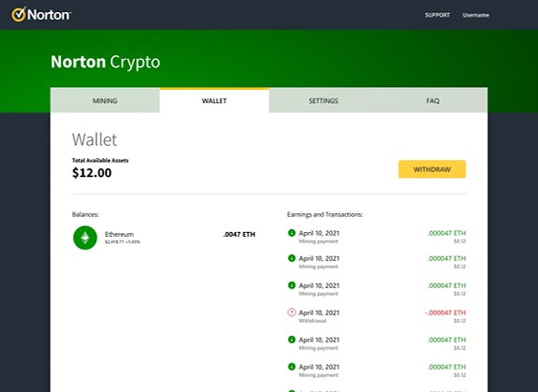 С помощта на антивирусната програма Norton 360 вече е възможен добивът на Ethereum