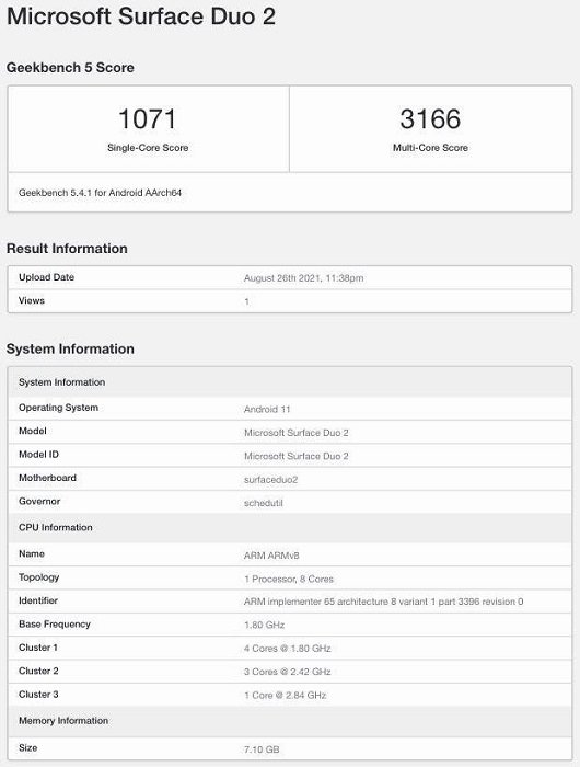 Смартфонът-бележник Microsoft Surface Duo 2 се появи в бенчмарка Geekbench
