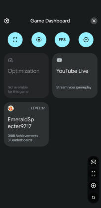 Обновяването Google Play Games добави в Android 12 функционалността Game Dashboard