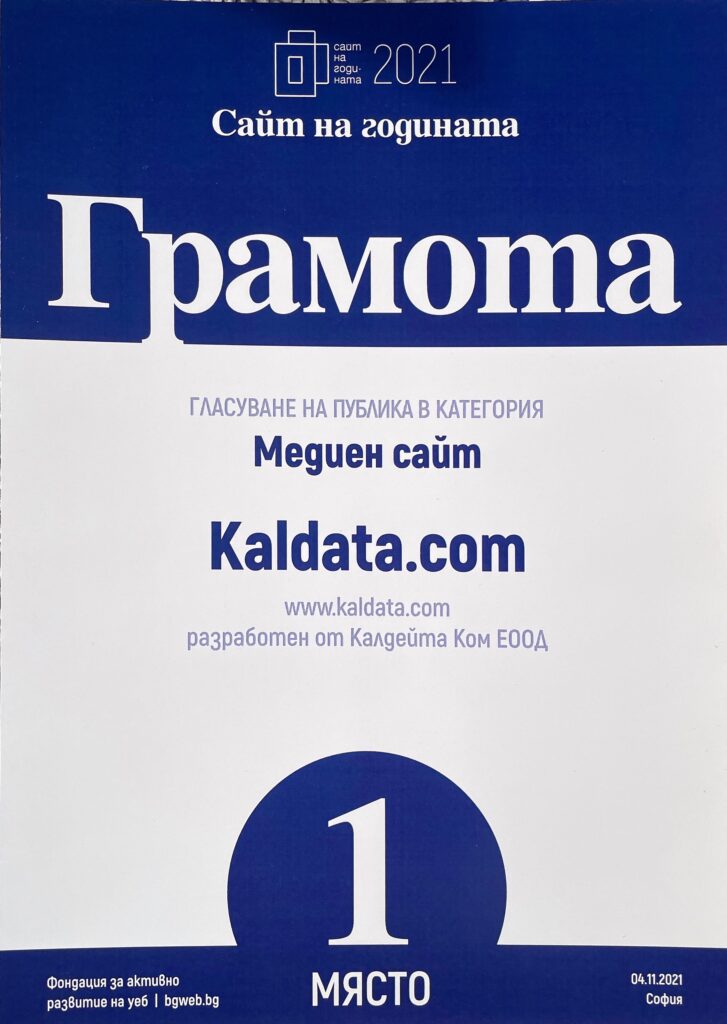 Kaldata.com с две награди на конкурса „Сайт на годината“