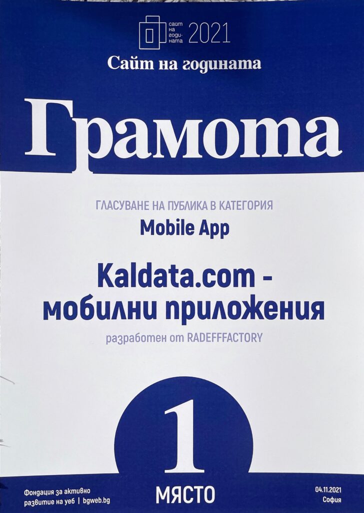 Kaldata.com с две награди на конкурса „Сайт на годината“