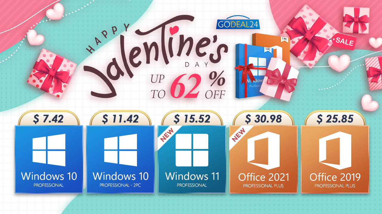 Промоция по случай Свети Валентин: вземете най-новите MS Office и Windows 11 при специални цени за ограничено време