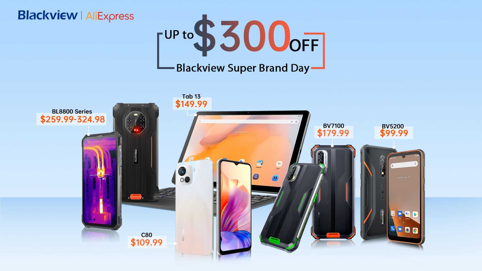 Промоцията Super Brand Day на Blackview стартира в AliExpress с до 0 отстъпка. Официален дебют на Blackview BV7100, Blackview BV5200 и OSCAL C80