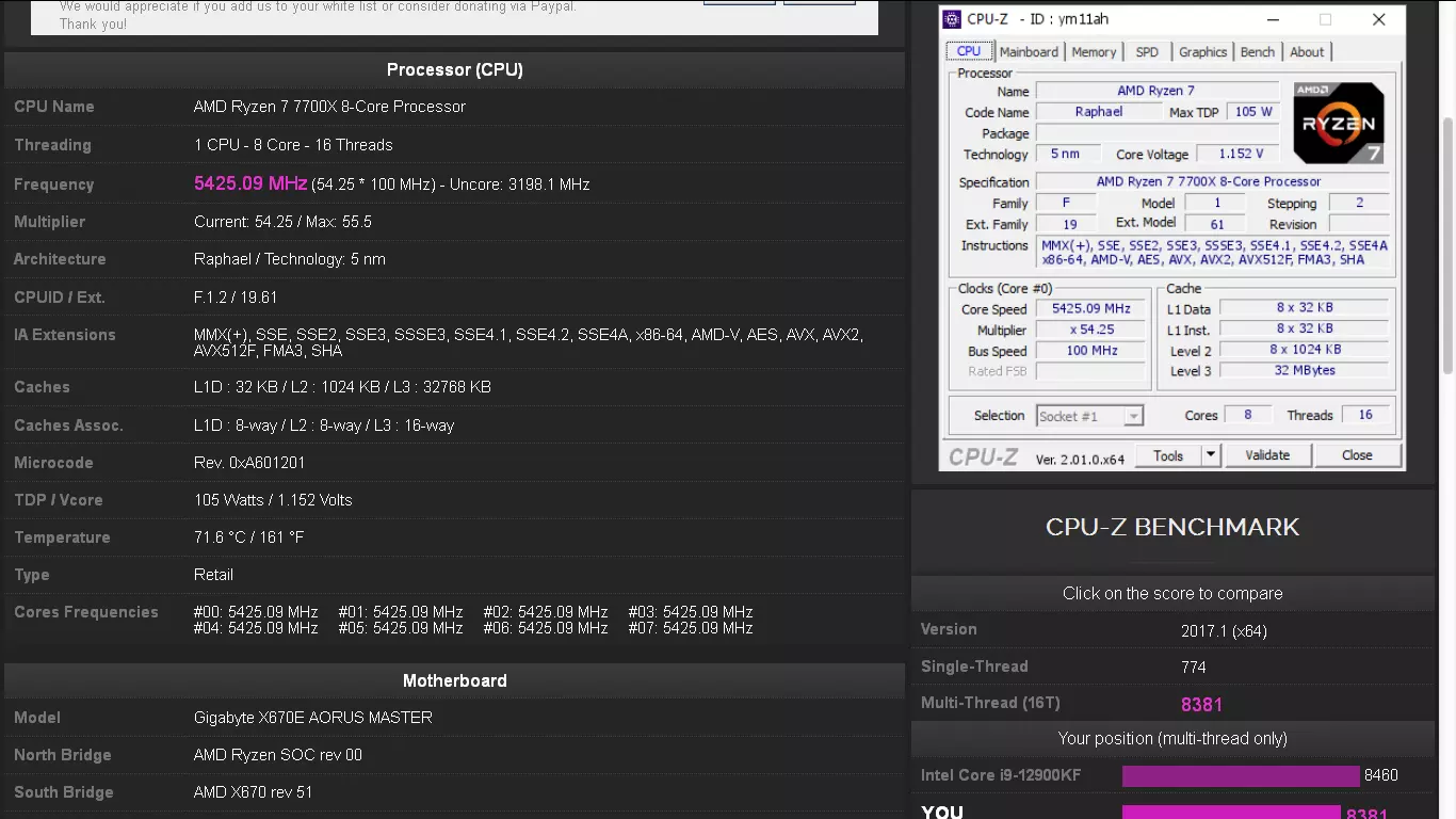 В синтетичните тестове 8-ядреният Ryzen 7 7700X изпреварва 12-ядрения Core i7-12700K