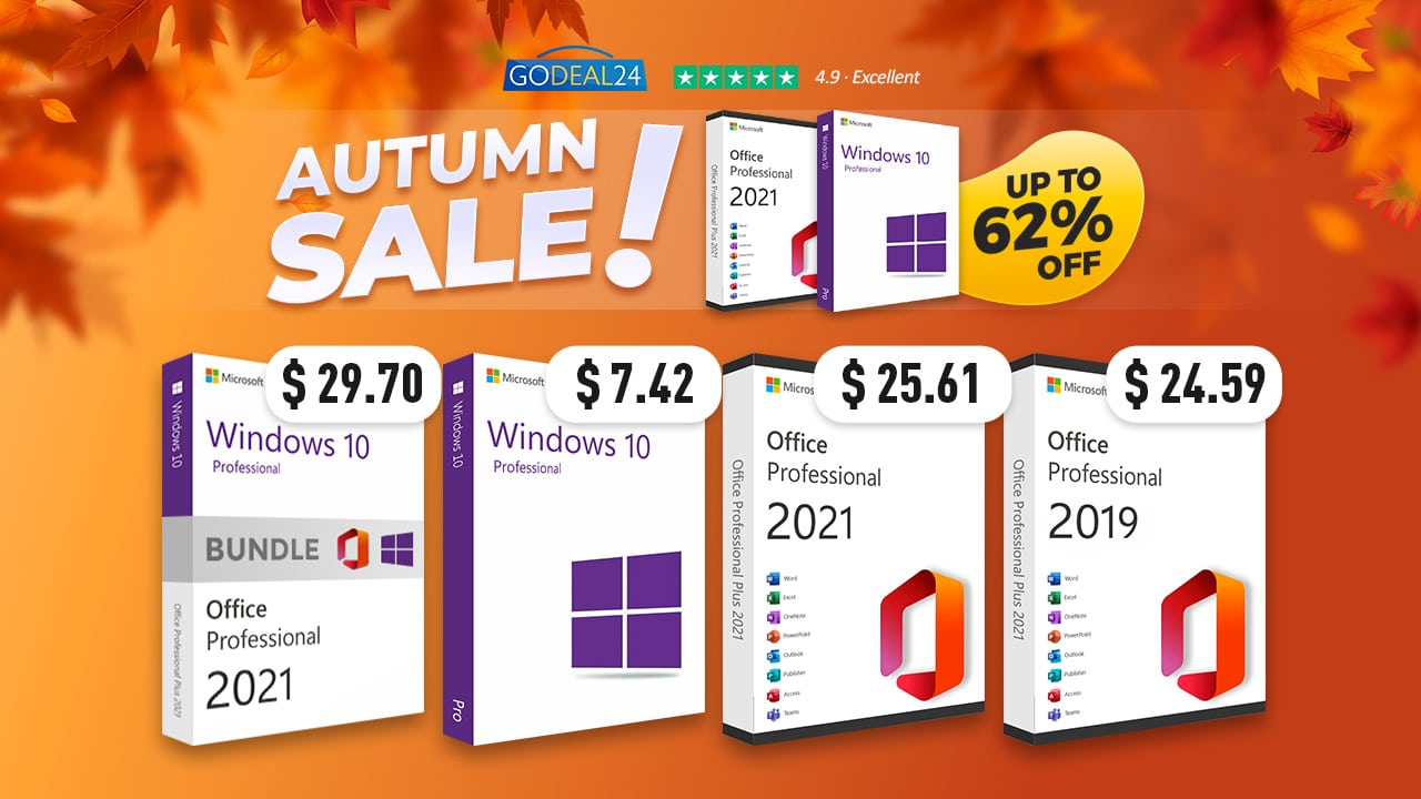 Есенна разпродажба на Godeal24: доживотни лицензи за Microsoft Office 2021 с цена ,52 и Windows 10 само за ,14!
