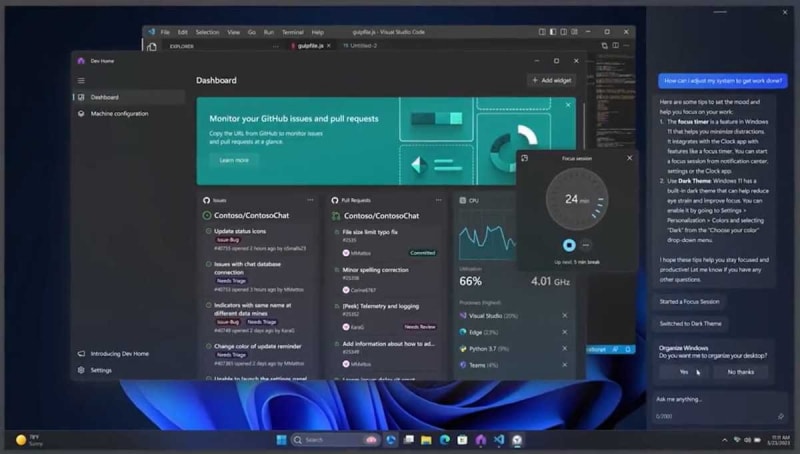 Microsoft анонсира Windows Copilot – вграденият ИИ в Windows 11, който ще се намира в страничния панел, за да работи за вас