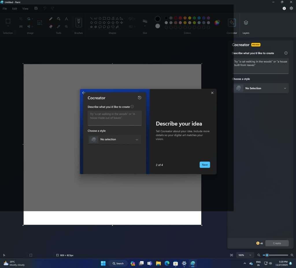 Paint в Windows 11 се сдоби с ИИ-генератор на изображения, базиран на DALL-E 3
