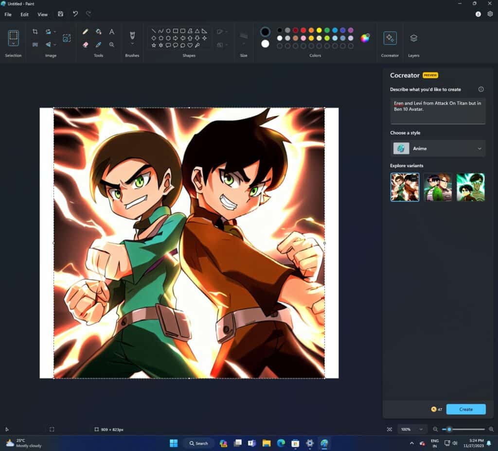 Paint в Windows 11 се сдоби с ИИ-генератор на изображения, базиран на DALL-E 3