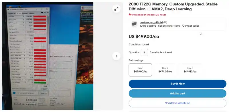 Занаятчийски GeForce RTX 2080 Ti с 22 GB памет нахлуха на пазара при цена едва 0 (видео)