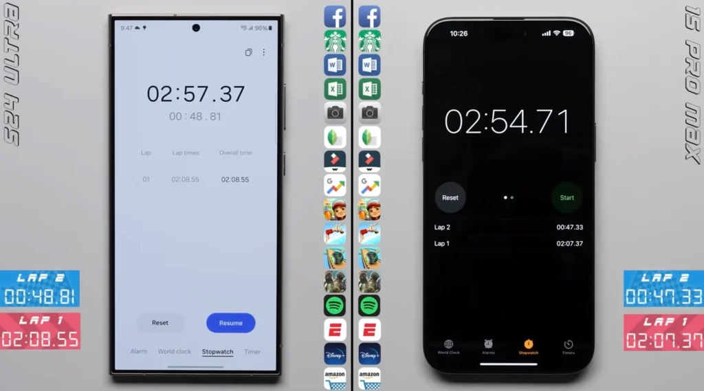 Тест за скорост между Galaxy S24 Ultra и iPhone 15 Pro Max: Двата флагмана са с много близки резултати