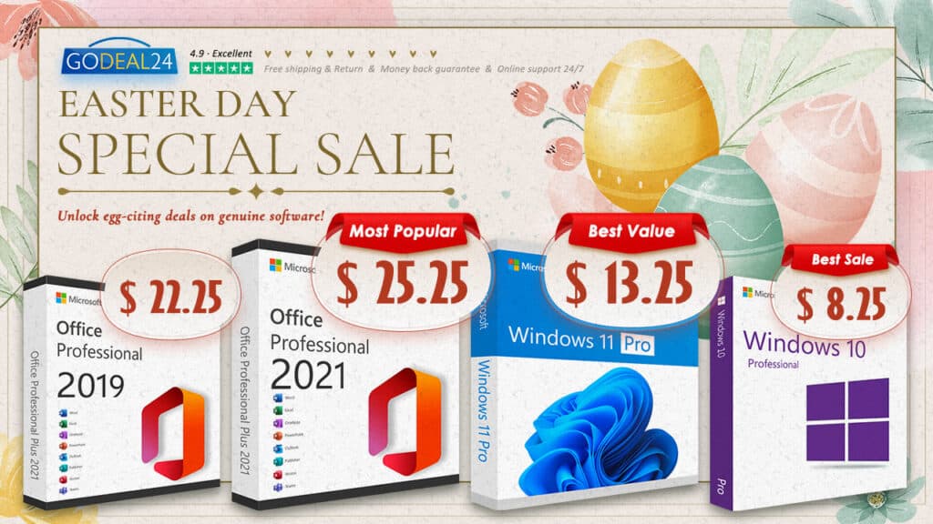 Посрещнете новия сезон с великденските оферти на Godeal24! Вземете оригинален Windows 11 Pro само за ,25, за да отпразнувате радостта от пролетта
