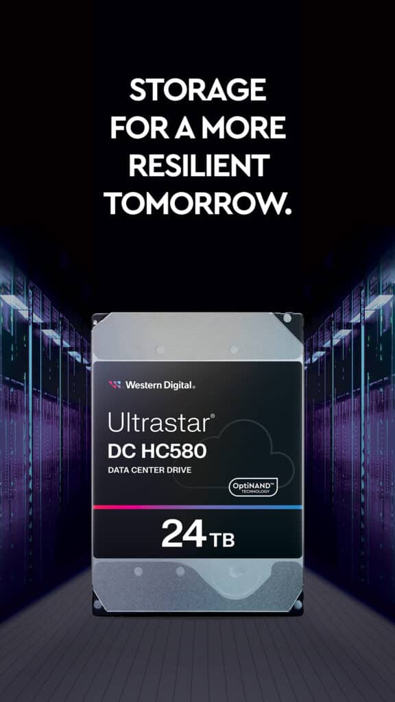Сървърният твърд диск Western Digital Ultrastar DC HC580 24 TB – капацитет при висока плътност, надеждност и постоянна производителност