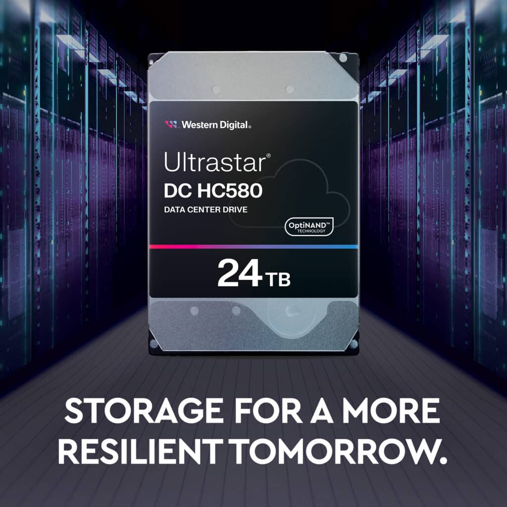 Сървърният твърд диск Western Digital Ultrastar DC HC580 24 TB – капацитет при висока плътност, надеждност и постоянна производителност