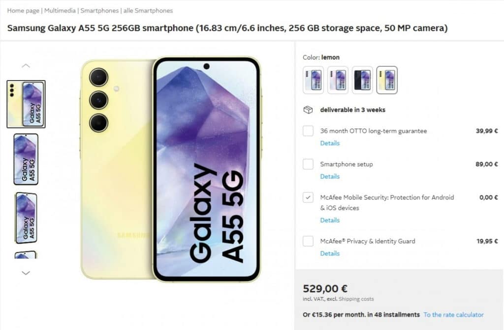 Samsung Galaxy A55 и Galaxy A35 започнаха да се продават преди обявяването им, цените варират от €380 до €530