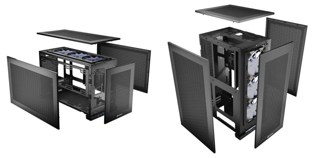 Mini-ITX корпуса Sharkoon Rebel C20 ITX побира видеокарти с дължина до 365 мм и 360 мм радиатори