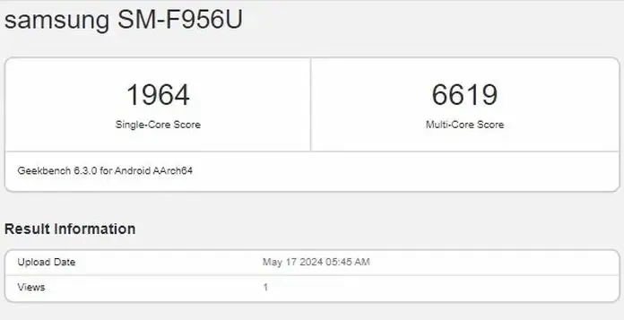 Ето и резултатите на сгъваемия смартфон Samsung Galaxy Fold6 в Geekbench
