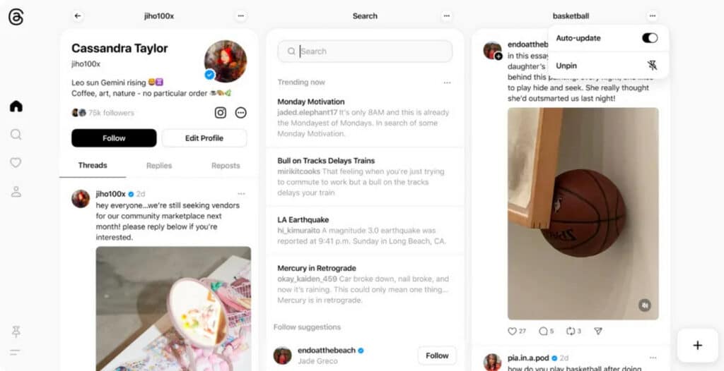 Threads пусна настолна версия на приложението, подобно на Tweetdeck