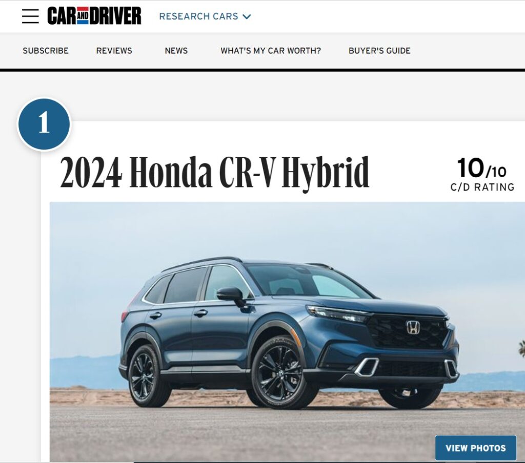 Honda CR-V оглави класацията Car and Driver