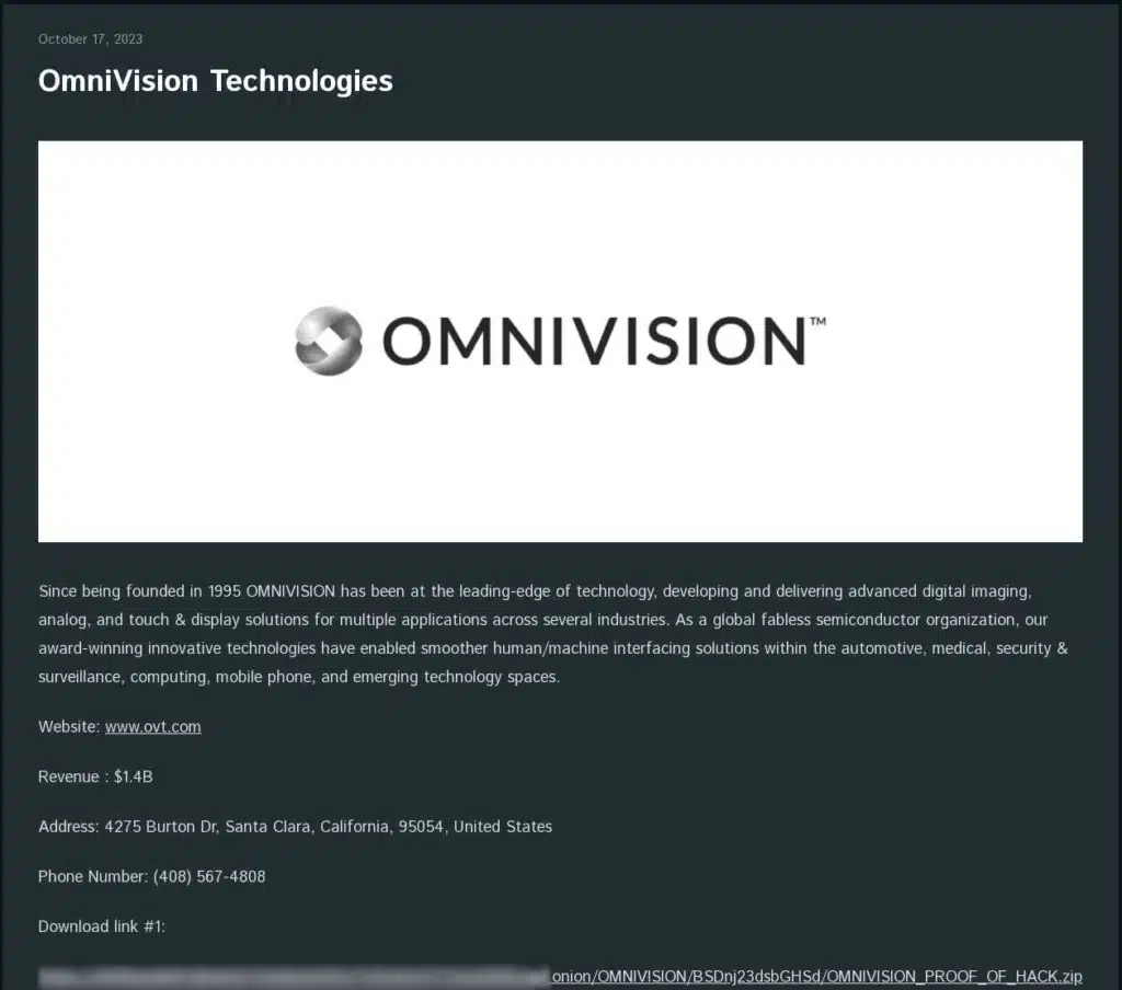 Гигантът в областта на мобилната фотография OmniVision е станал жертва на кибератака