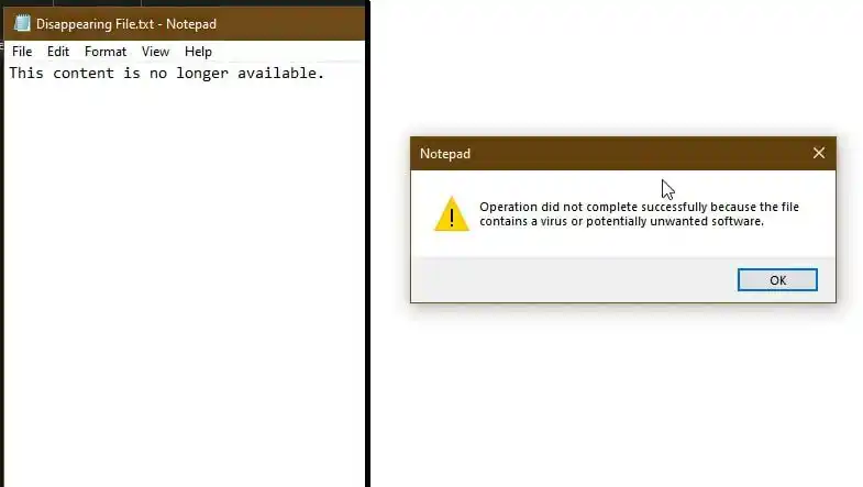 Не е за вярване: Windows Defender маркира като вирус най-обикновен текстови файл със следния ред