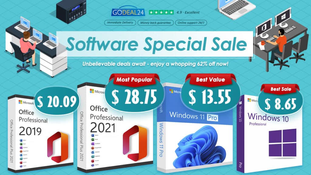 Godeal24 предлага огромни отстъпки за офис пакетите – до 62%! Пакетът Office 2021 Pro сега струва едва ,53 на компютър!