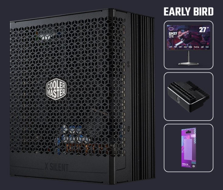 Cooler Master пусна 850-ватово захранване с пасивно охлаждане – към него се дава и 27“ геймърски монитор
