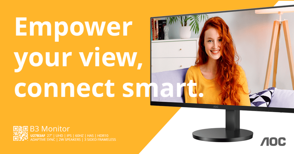 AOC представя 27-инчовите U27B3A и U27B3AF: Достъпни 4K монитори с IPS панели за подобрена продуктивност и забавление