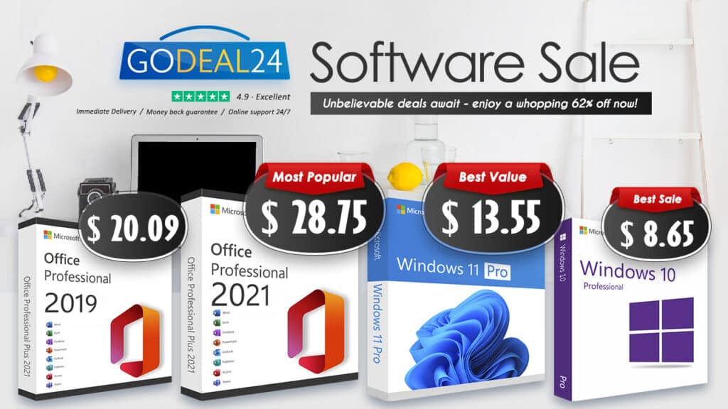 Големи отстъпки от страна на Godeal24 за продуктовите ключове на Microsoft! Доживотен Office 2021 Pro за ,75!