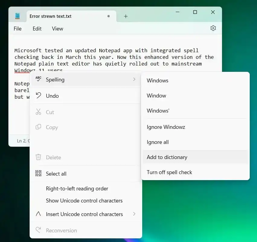 След цели 41 години в Notepad на Windows 11 се появиха правописна проверка и автокорекция