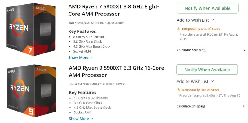Процесорите Ryzen 7 5800XT и Ryzen 9 5900XT ще бъдат пуснати в продажба по едно и също време с Ryzen 9000 – през август