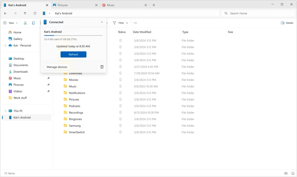 В новата компилация на Windows 11 съдържанието на Android смартфоните се показва в Explorer без кабел