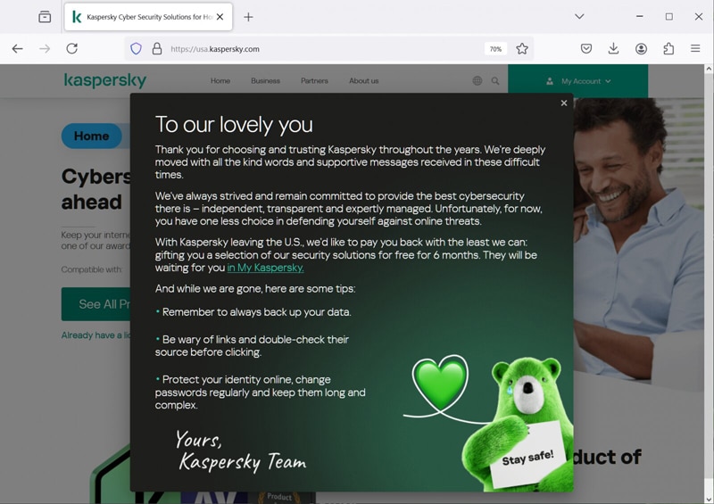 Kaspersky Lab направи прощален подарък на потребителите от САЩ