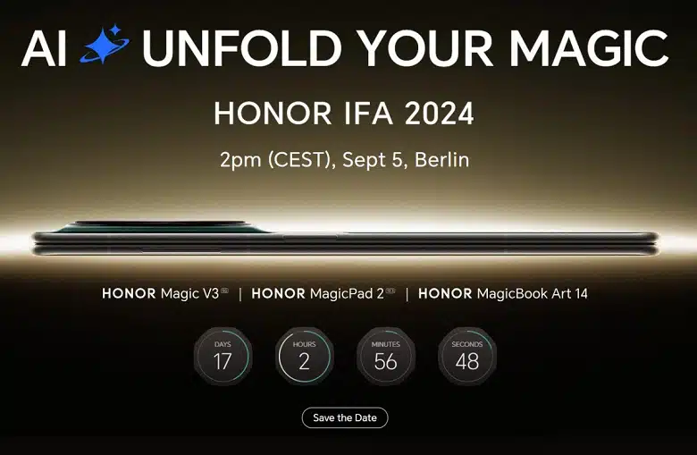 Honor обяви международното представяне на Honor Magic V3, рекордно тънък сгъваем смартфон