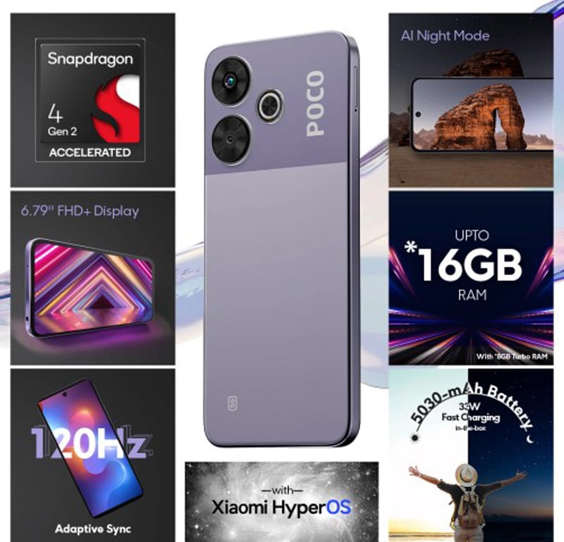 Само за 0: Представиха Poco M6 Plus с чип Snapdragon 4 Gen 2 AE, 108 MP камера, 120 Hz екран и HyperOS на Xiaomi