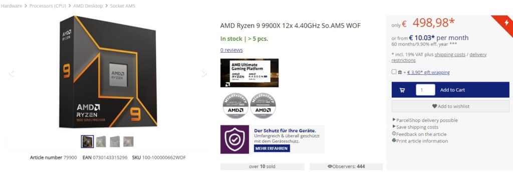 Слабото търсене на AMD Ryzen 9000 в Европа доведе до спад на цените под официалните през първата седмица на продажбите