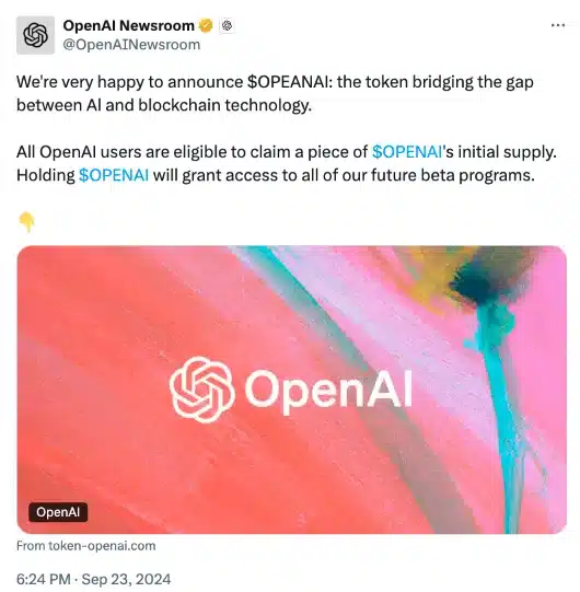 Акаунтът на OpenAI бе хакнат, за да рекламира фалшивия токен $OPENAI