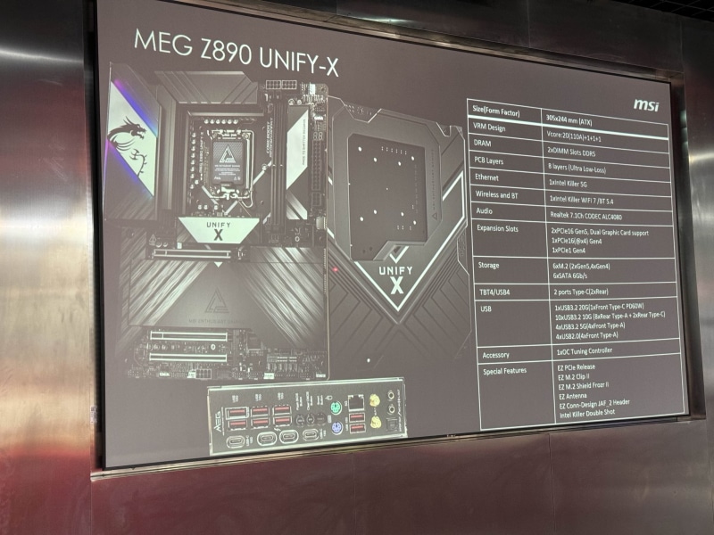 MSI подготвя овърклокърската платка MEG Z890 Unify-X за процесорите Intel Arrow Lake-S