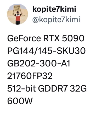 32 GB памет, 600 W пикова мощност и много повече производителност от RTX 4090: инсайдер публикува характеристиките на RTX 5090