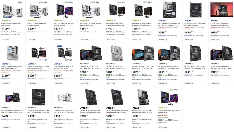 Започнаха продажбите на Socket AM5 платките за AMD X870 и X870E: цените започват от 0, платката от клас Tomahawk струва 0