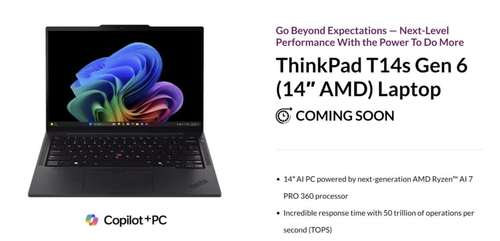 Lenovo скоро ще представи лаптопа ThinkPad T14s Gen 6 с мистериозния процесор Ryzen AI 7 Pro 360 на AMD