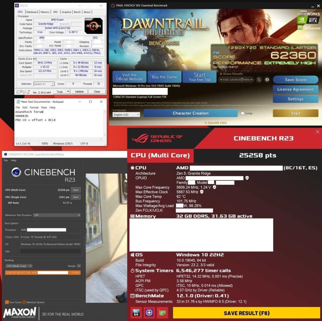 AMD Ryzen 7 9800X3D работи при 5,6 GHz на всички 8 ядра едновременно