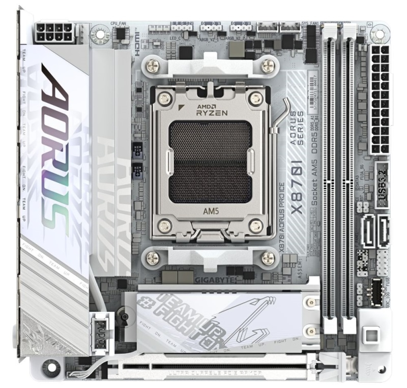 Gigabyte пусна Socket AM5 платката Aorus X870I Pro Ice във формат Mini-ITX