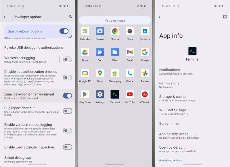 В новата тестова версия на Android 15 се появи „Терминал“ за стартиране на Linux-програми