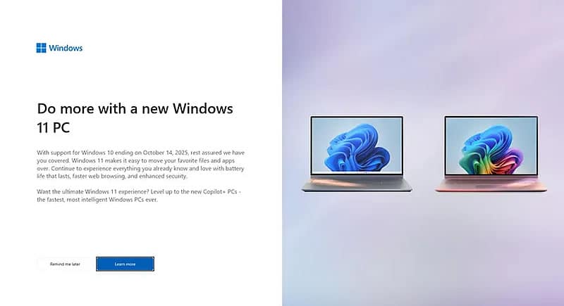 Microsoft плаши потребителите на Windows 10 с прекратяване на поддръжката и предлага закупуване на нови компютри